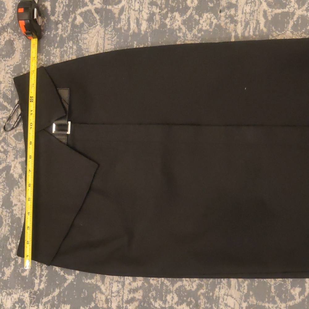 Karen Millen Black Pencil Assymetrical Lined Skirt with Buckle Detail Sz 2 - Picture 10 of 11
